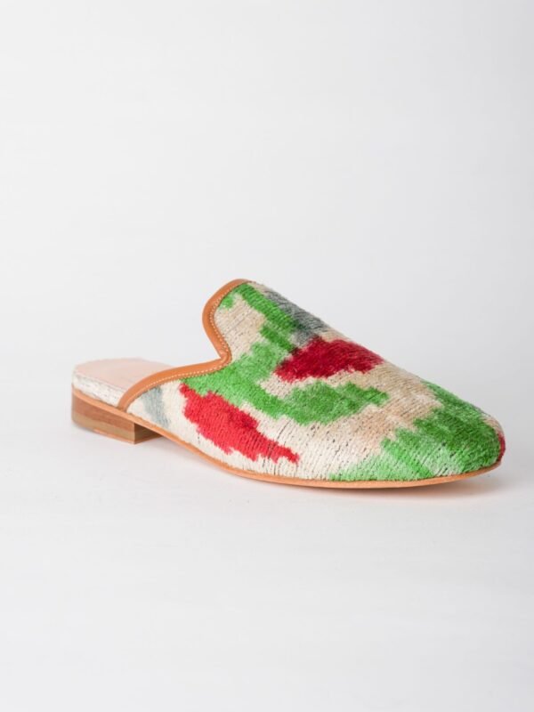 Silk Ikat Slipper Green and Red 2