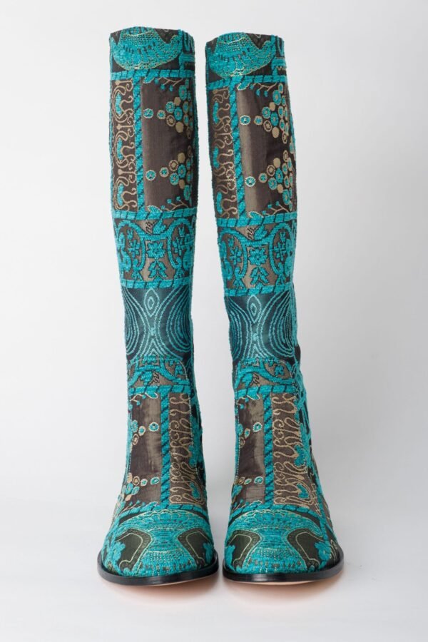 Ottoman Turquoise Flat Boots 1