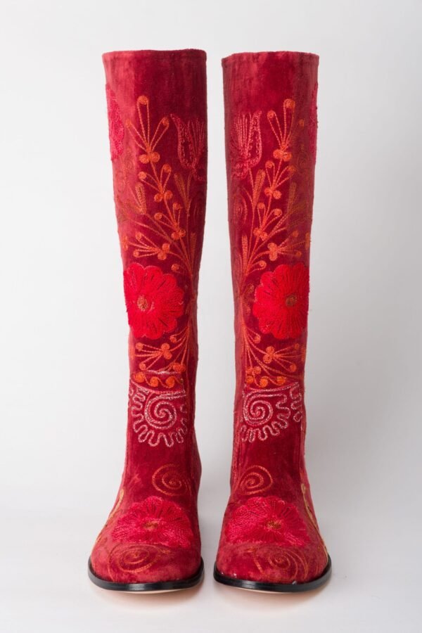Suzani Red Flat Boots 1
