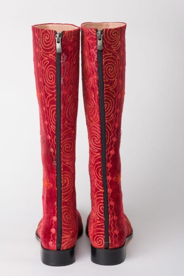 Suzani Red Flat Boots 4