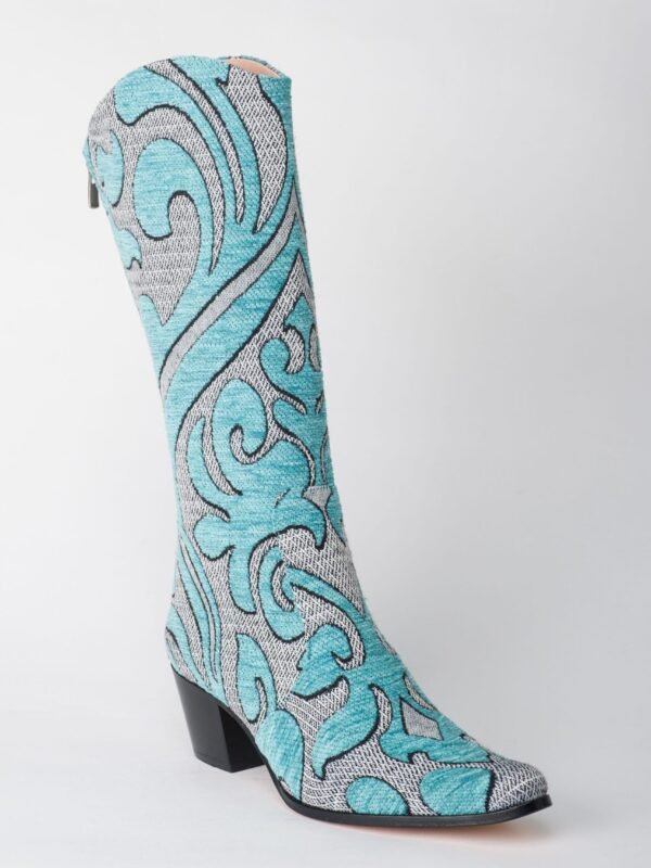 Ottoman Turquoise Pointed Toe Heel Boots 2