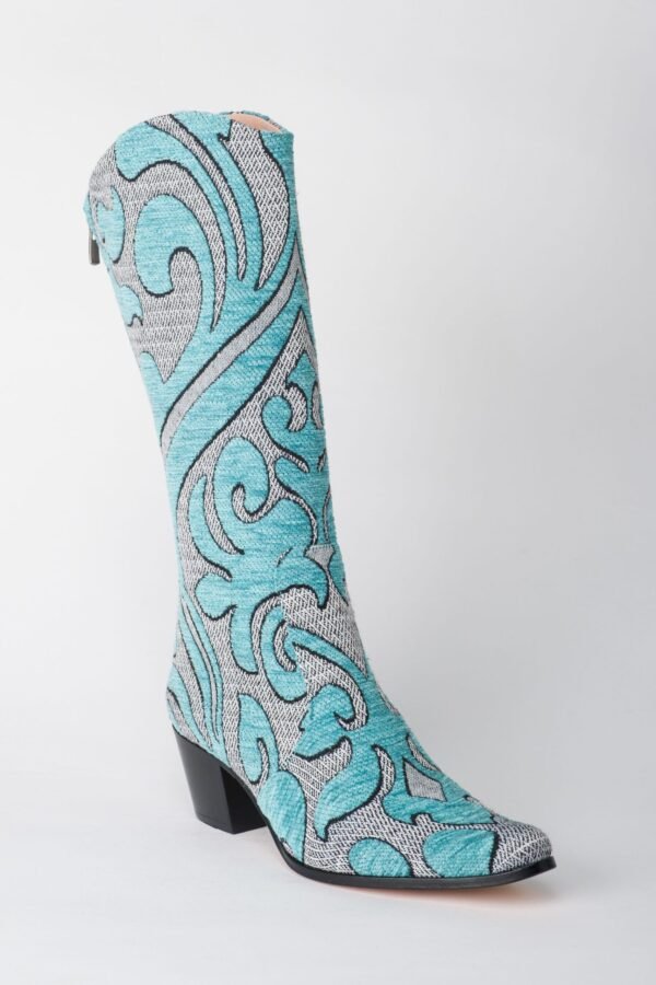 Ottoman Turquoise Pointed Toe Heel Boots 2