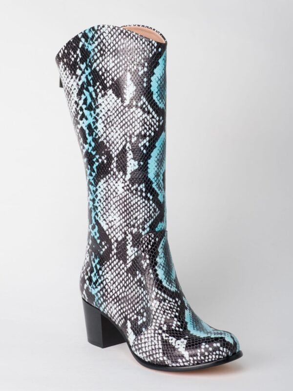 Snake Skin Turquoise Heel Boots 2