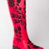 Leather Black on Red Flat Boots 2