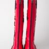 Leather Black on Red Flat Boots 4