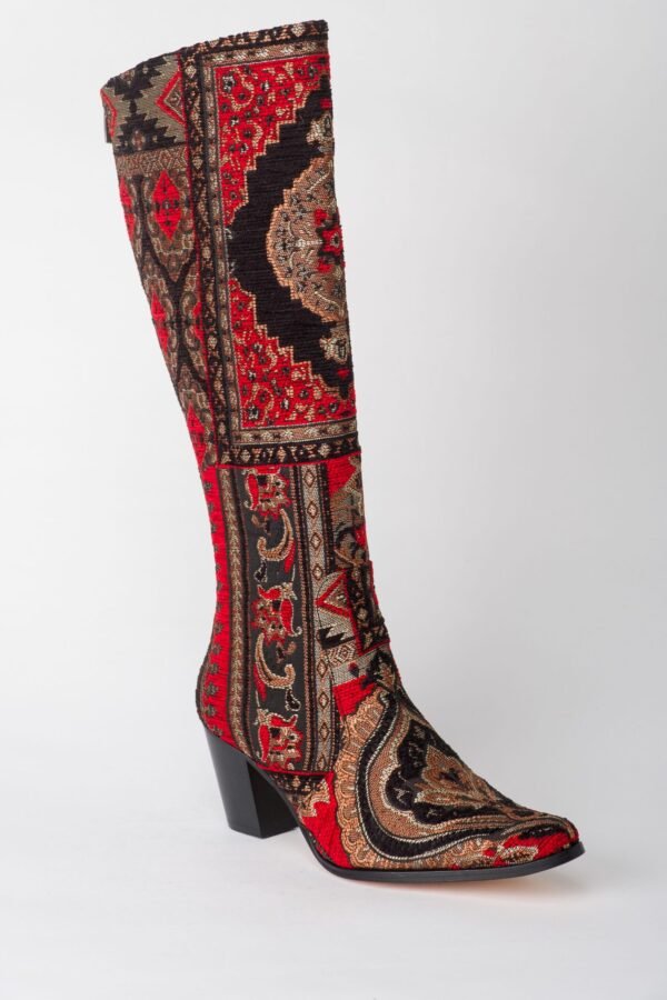 Ottoman Red and Black Pointed Toes Heel Boots 4