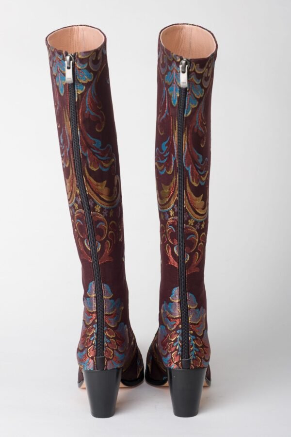 Ottoman Brown and Blue Pointed Toes Heel Boots 4