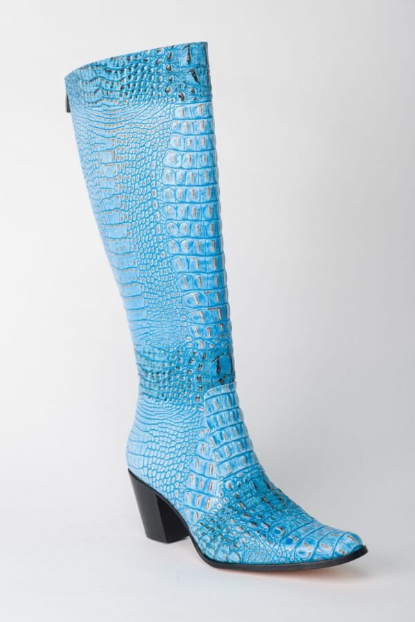 Alligator Leather Turquoise Heel Boots 2