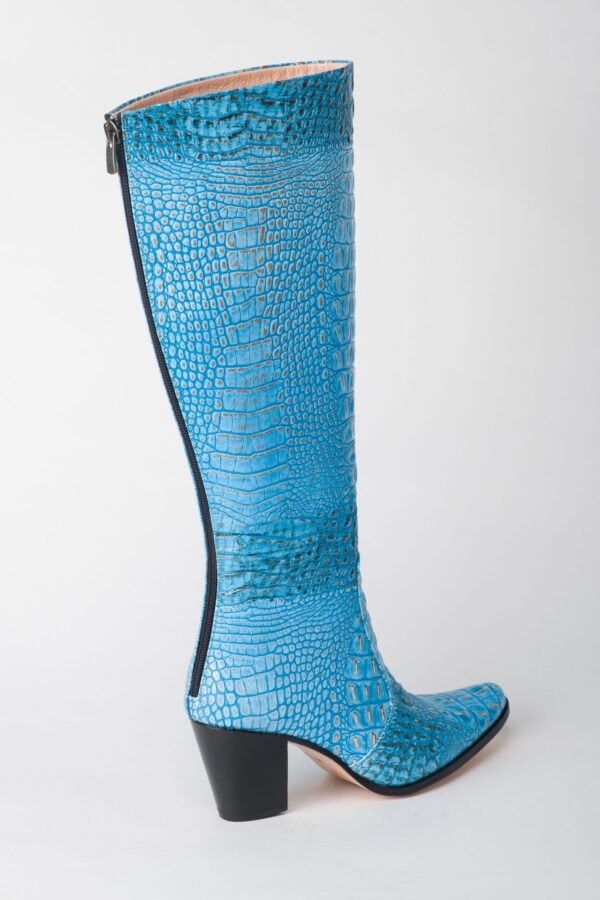 Alligator Leather Turquoise Heel Boots 3