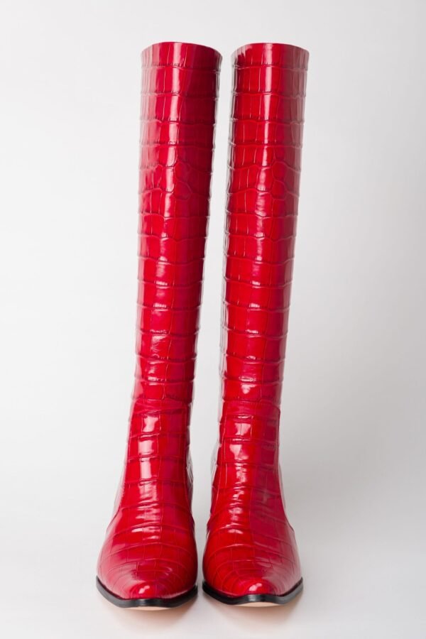Alligator Leather Red Heel Boots 1