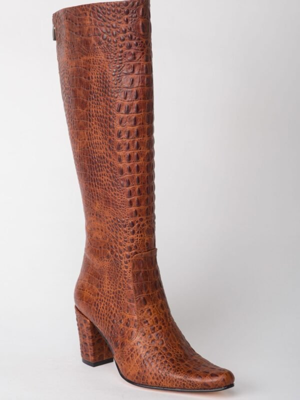 Alligator Leather Brown Heel Boots 2