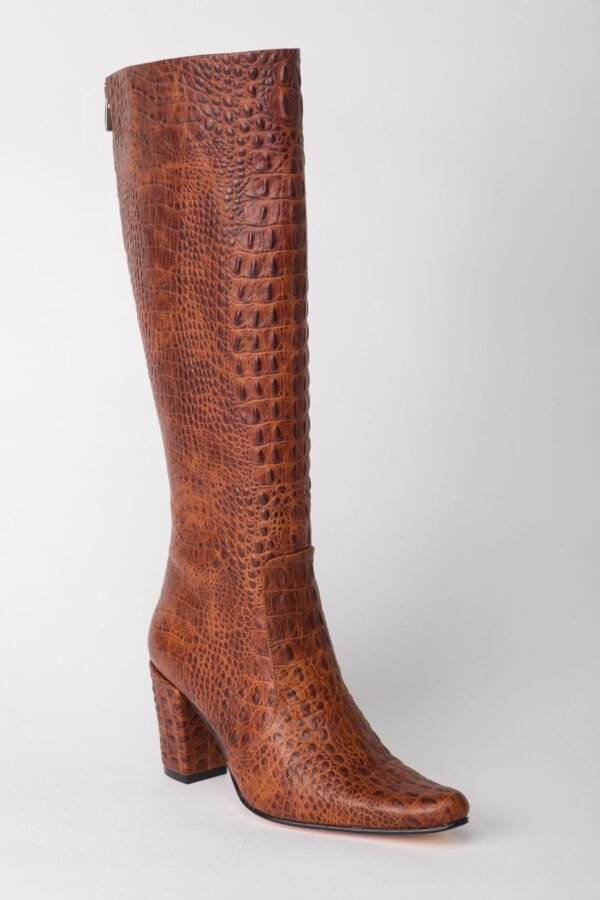 Alligator Leather Brown Heel Boots 2