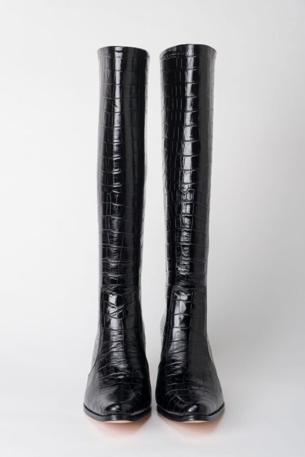 Alligator Leather Black Heel Boots 1