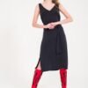 Leather Black on Red Flat Boots Model 2