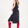 Leather Black on Red Flat Boots Model 5