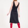 Leather Black on Red Flat Boots Model 8