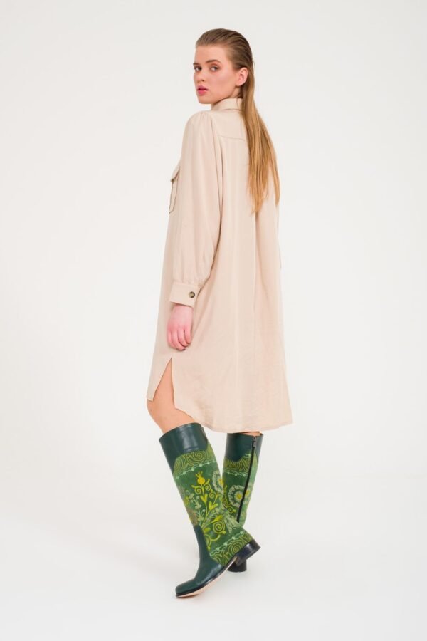 Suzani Green With Green Leathr Flat Boots Model 9