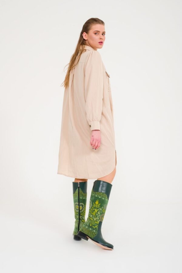 Suzani Green With Green Leather Flat Boots Model 10