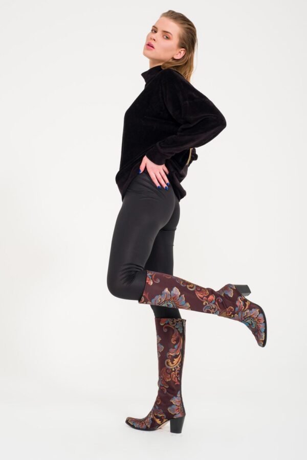 Ottoman Brown and Blue Pointed Toes Heel Boots Model 11